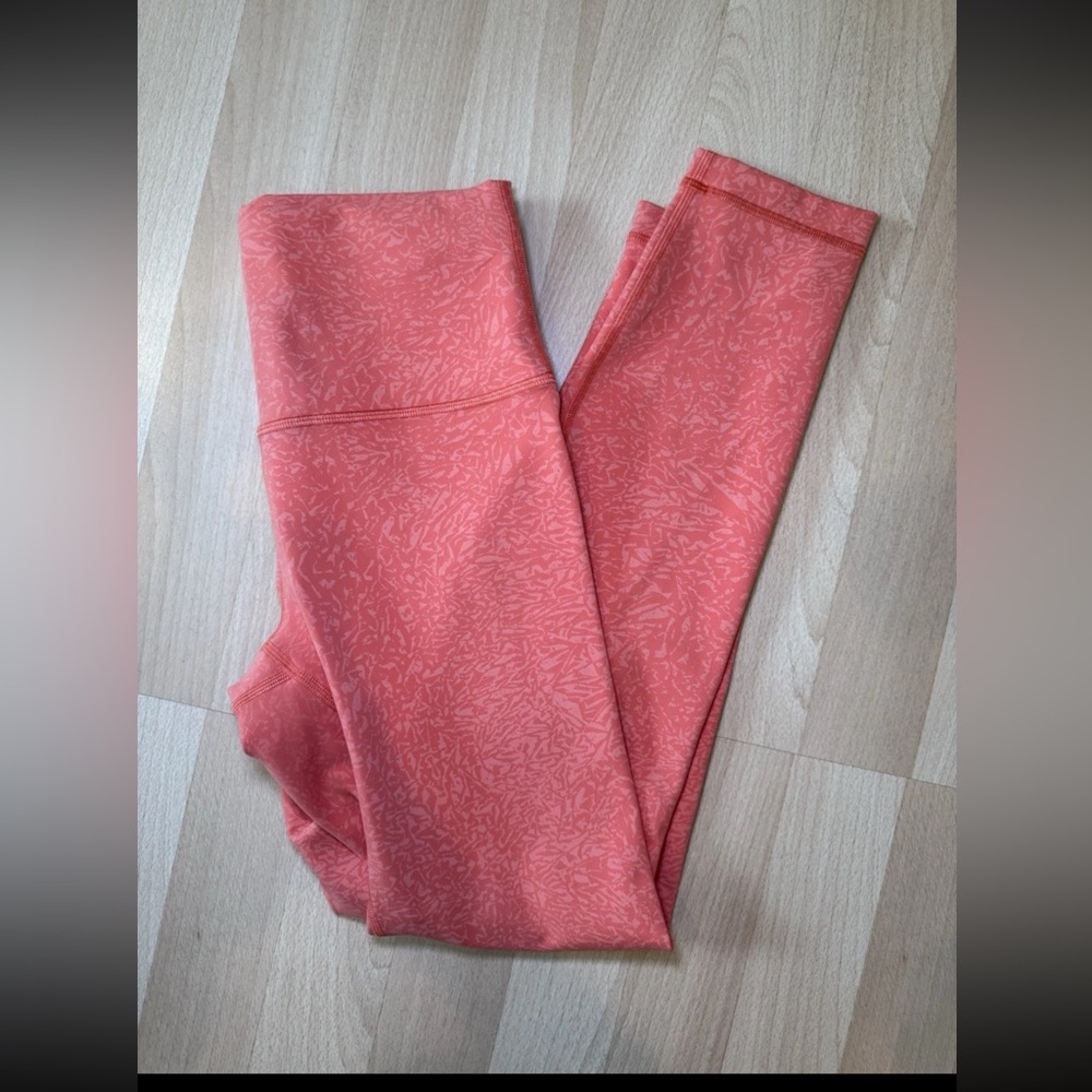 Lululemon Wunder Train High Rise Tight Leggings 25”Crunch Warm Coral 6 VEUC